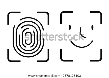 Finger print icon biometric id, unique scan, line signature on white background. Touch id identity, scanner. Fingerprints icon 