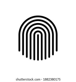 Icono de impresión de dedo. vector biométrico para aplicaciones y web. icono de bloqueo biométrico. vector de icono de bloqueo de impresión digital con dedo. Icono de identificación y escaneo de huellas digitales