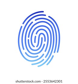 Finger print icon. Digital biometric fingerprint for verification and authentication. Thumb, line pattern for security, protection and privacy. Flat vector illustration isolated on white background