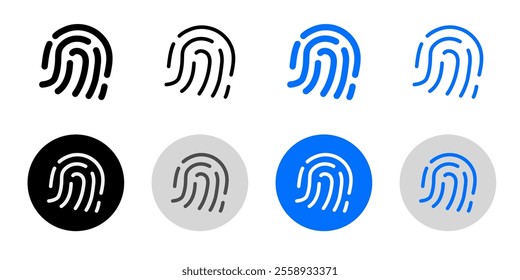 Finger print icon. Identity button. Thumbprint symbol. Security password sign. Privacy pictogram. Biometric key illustration.