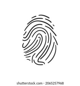 Finger Print Icon Silhouette Illustration. Identity Personal   Vector Graphic Pictogram Symbol Clip Art. Doodle Sketch Black Sign.