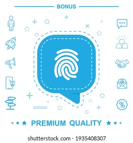 Finger print icon with speech bubble