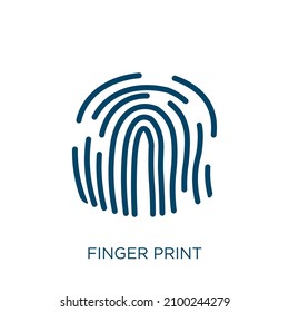 finger print icon. Thin linear finger print outline icon isolated on white background. Line vector finger print sign, symbol for web and mobile