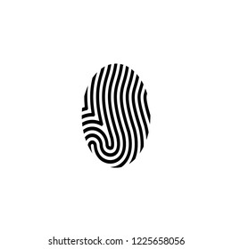 Finger Print Icon Vector on Flat Design and Line Art Style on White Isolated Background.