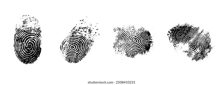 Finger print id authentication symbol set. Fingerprint, biometric, identity icon set. Fingerprints icon set vector isolated