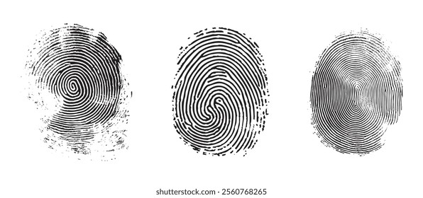 Finger print id authentication symbol set. Fingerprint, biometric, identity icon set. Fingerprints icon set vector isolated
