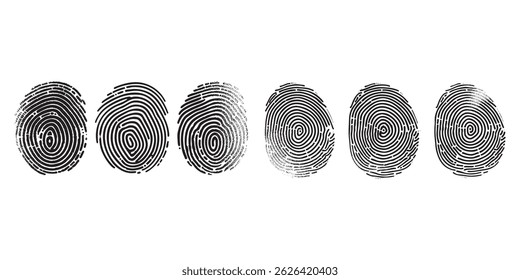 Finger print id authentication symbol set. Fingerprint, biometric, identity icon set. Fingerprints icon set vector isolated