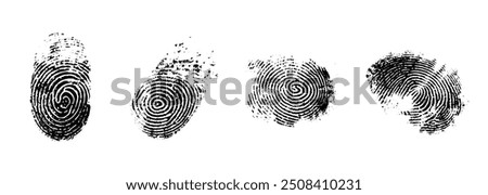 Finger print id authentication symbol set. Fingerprint, biometric, identity icon set. Fingerprints icon set vector isolated