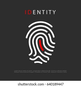 Finger print identity vector eps logo illustration isolated on black background