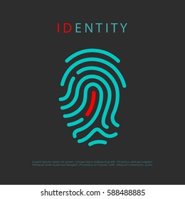 Finger print identity vector logo idea illustration isolated on black background. Abstract security logo