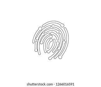 Finger print line icon logo design vector