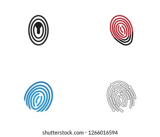 Finger print line icon logo design vector