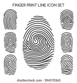 Finger print line icons or thumbprint signs. Vector illustration