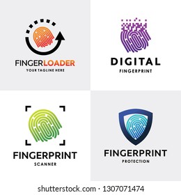 Finger Print Logo Design Set Template Collection