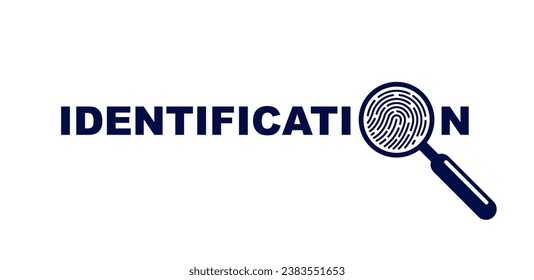 Finger print with magnifying glass vector simple logo or icon, incognito man concept, unidentified person, people search, biometric identification.