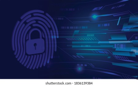 Finger print network cyber security background.