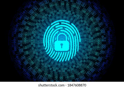Finger print network cyber security background.