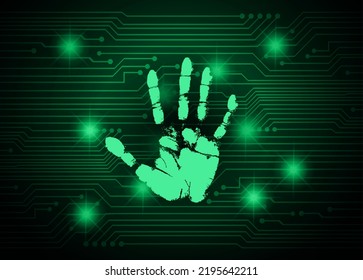 Fondo de ciberseguridad de la red de impresión de dedos.