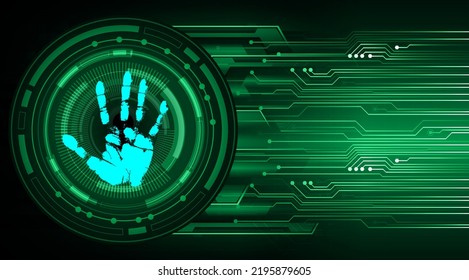 Finger print network cyber security background. hand