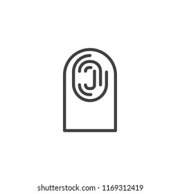 Finger print outline icon. linear style sign for mobile concept and web design. Fingerprint simple line vector icon. Symbol, logo illustration. Pixel perfect vector graphics