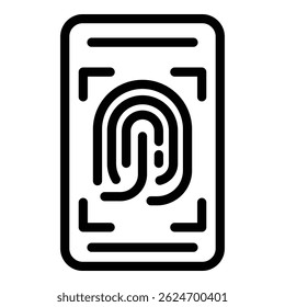 Finger print phone icon. Outline finger print phone vector icon for web design isolated on white background