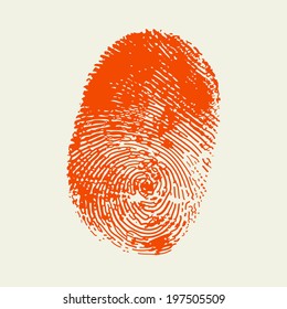 Finger print . Red color. Vector.