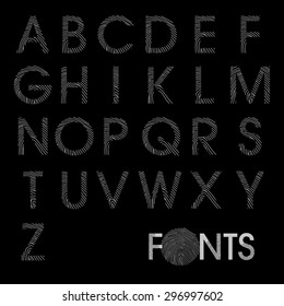 Finger print regular alphabet best font vector
