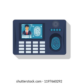 Finger Print Scan. Authorization In Security System. Human Hand Scanning Finger. Access Control. Vector Illustration Flat Design. Isolated On White Background. Identification Of Person.
