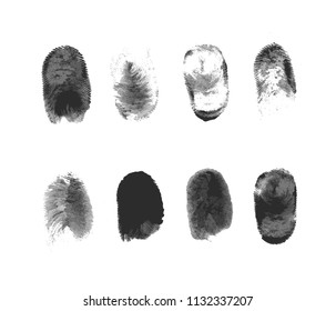 Finger print scan icons set. Finger print scan provides security access with biometrics identification. Business web technology, safety concept. Hand drawn vector illustration
