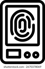 Escáner de impresión digital Vector editable de la etiqueta engomada del estilo de la historieta