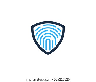 Finger Print Security Shield Logo Design Element