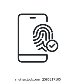 Finger print security thin line icons. Perfect pixel on transparent background
