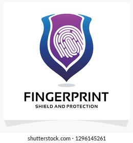 Finger Print Shield Logo Design Template Inspiration