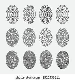 Finger print simple vetor set. Fingerprint identification various icons isolated on white . Vector illustration for your graphic design.