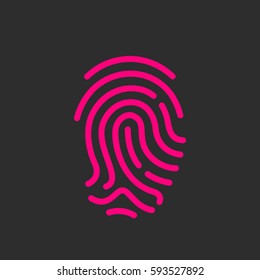 Finger Print Vector Eps Icon Illustration Isolated On Black Background. Flat Web Design Element For Website Or App.