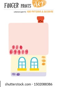 Finger prints art. Add patterns and decorate the picture. Collection in vector.