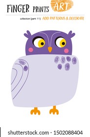 Finger prints art. Add patterns and decorate the picture. Collection in vector.