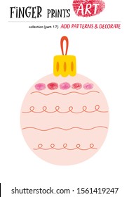 Finger prints art. Add patterns and decorate the picture. Collection in vector. Christmas.