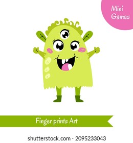 Finger prints art. Educational game for preschool children. Simple vector illustration.