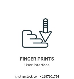 Finger prints outline vector icon. Thin line black finger prints icon, flat vector simple element illustration from editable user interface concept isolated stroke on white background