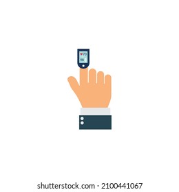 con un icono vector de oxímetro de pulso. icono de nivel de saturación de oxígeno