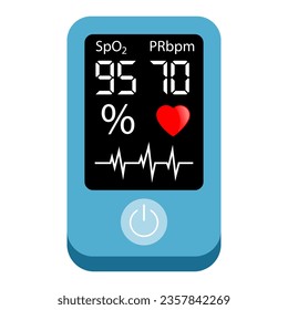 Finger pulse oximeter vector icon isolated on white background, portable medical device for home health diagnostic