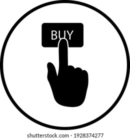 Finger Push The Buy Button Icon. Thin Circle Stencil Design. Vector Illustration.