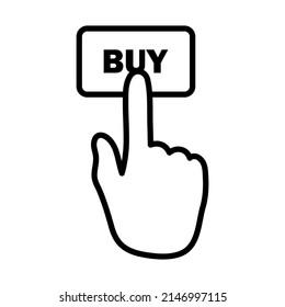 Finger Push The Buy Button Icon. Bold outline design with editable stroke width. Vector Illustration.