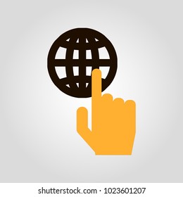  finger push interactive interface isolated flat vector  poster