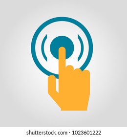  finger push interactive interface isolated flat vector  poster