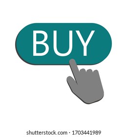 Finger pushing buy button. Vector illustration.