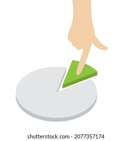 Finger pushing diagram. Financial growth concept. Vector flat illustration