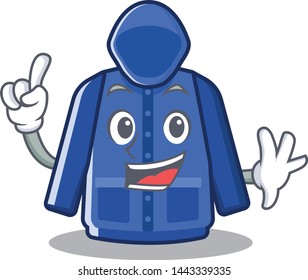 Finger raincoat behind in the character door