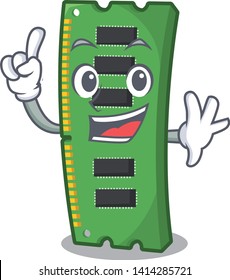 Finger RAM memory card above cartoon table